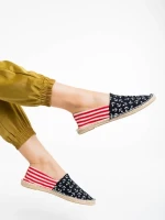 Дамски еспадрили черни и червени от текстилен материал Anaida