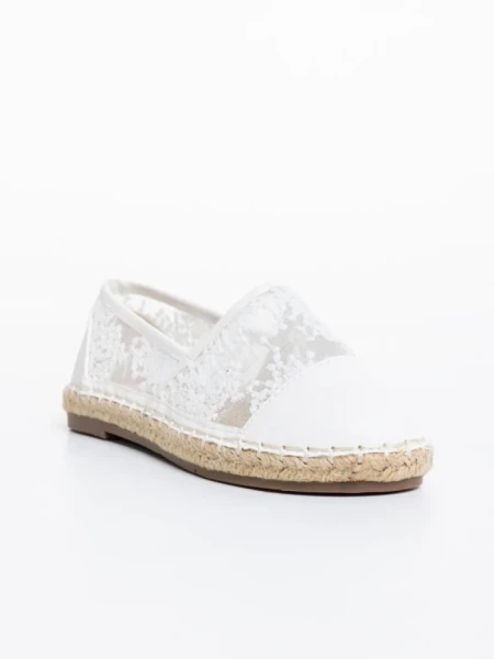 Детски еспадрили бели от екологична кожа и текстилен материал Erma