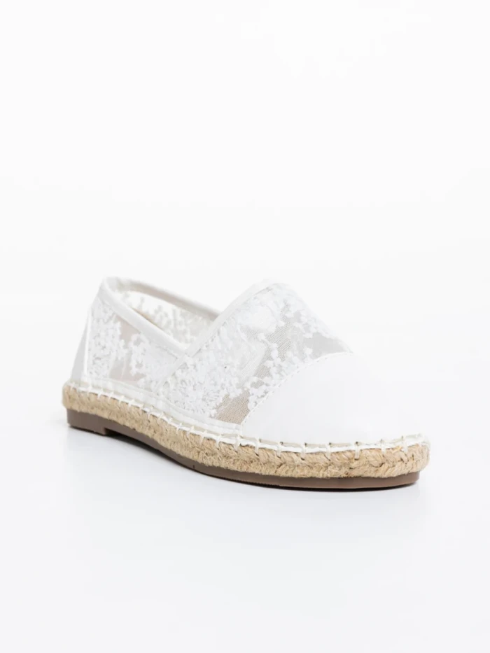 Детски еспадрили бели от екологична кожа и текстилен материал Erma