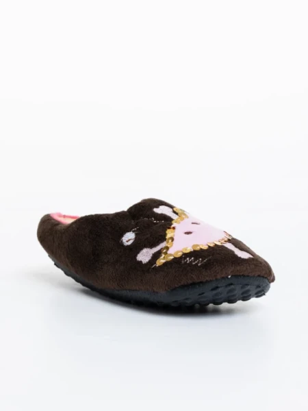 Детски пантофи кафяви от синтетичен косъм Agape