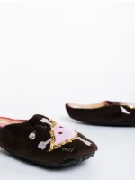 Детски пантофи кафяви от синтетичен косъм Agape