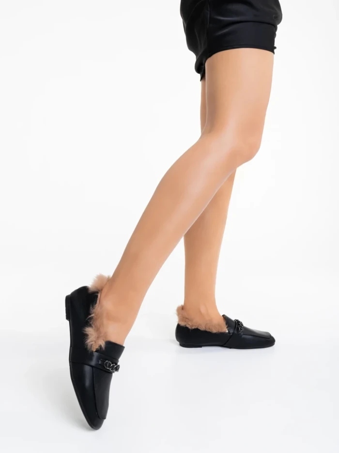 Дамски мокасини черни от екологична кожа Augusta