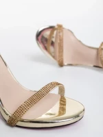 Дамски сандали златисти от екологична кожа Lordina