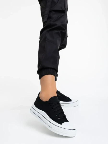 Дамски кецове  черни  от текстилен материал  Leony