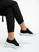 Дамски кецове  черни  от текстилен материал  Leony