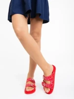 Дамски чехли червени от екологична кожа Eiko