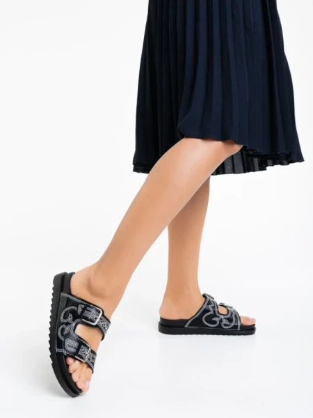 Дамски чехли черни от екологична кожа Eiko