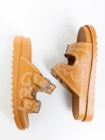 Дамски чехли камел от екологична кожа Eiko