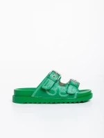 Дамски чехли зелени от екологична кожа Eiko