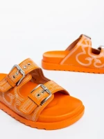 Дамски чехли оранжеви от екологична кожа Eiko