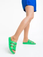 Дамски чехли зелени от синтетичен материал Mika