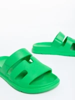 Дамски чехли зелени от синтетичен материал Mika