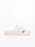 Дамски чехли бежови от синтетичен материал Mika