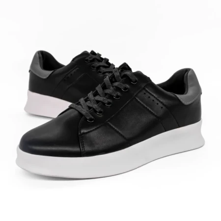 Мъжки спортни обувки  черни от екологична кожа Elvio