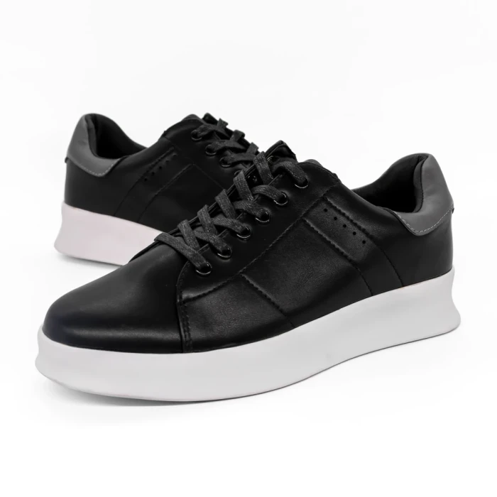 Мъжки спортни обувки  черни от екологична кожа Elvio