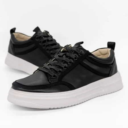 Мъжки спортни обувки  черни от екологична кожа Elden