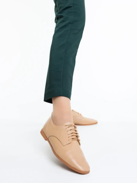 Ежедневни дамски обувки тъмно бежови от екологична кожа Lailah