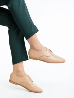 Ежедневни дамски обувки тъмно бежови от екологична кожа Lailah