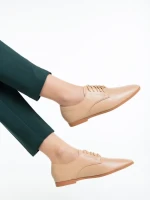 Ежедневни дамски обувки тъмно бежови от екологична кожа Lailah