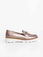 Дамски мокасини цвят тъмно злато от екологична кожа Jenima