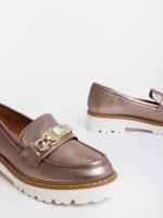 Дамски мокасини цвят тъмно злато от екологична кожа Jenima