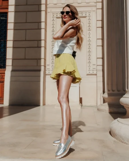 Дамски мокасини сребристи от екологична кожа Jenima