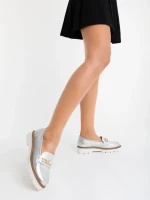 Дамски мокасини сребристи от екологична кожа Jenima