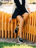 Дамски мокасини черни от екологична кожа Jenima