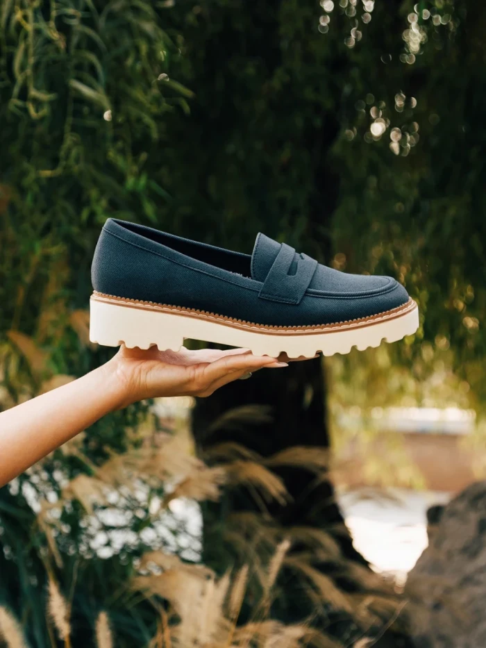 Дамски мокасини сини от екологична кожа Kelley