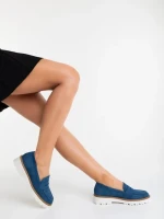 Дамски мокасини сини от екологична кожа Kelley