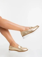 Дамски мокасини златисти от екологична кожа Jenima