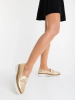 Дамски мокасини златисти от екологична кожа Jenima