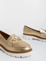 Дамски мокасини златисти от екологична кожа Jenima