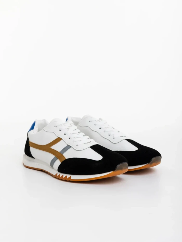 Мъжки спортни обувки черно-бели от екологична кожа Nereo