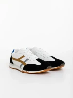 Мъжки спортни обувки черно-бели от екологична кожа Nereo