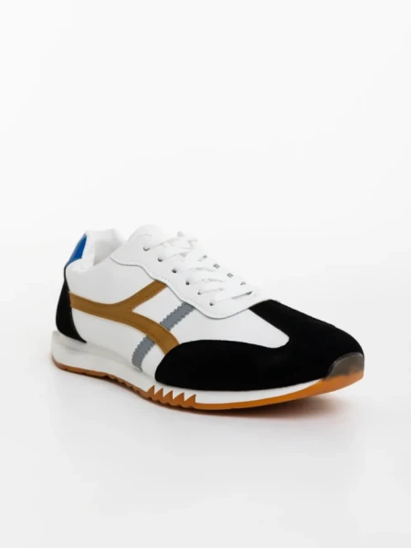 Мъжки спортни обувки черно-бели от екологична кожа Nereo