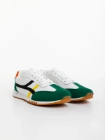 Мъжки спортни обувки бели със зелено от екологична кожа Nereo