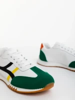 Мъжки спортни обувки бели със зелено от екологична кожа Nereo