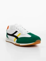 Мъжки спортни обувки бели със зелено от екологична кожа Nereo