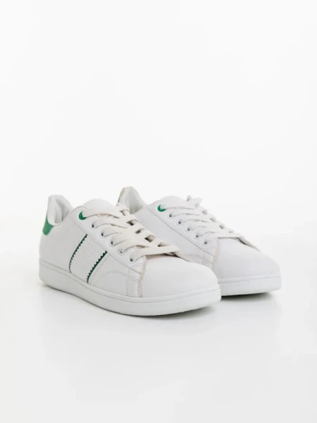 Мъжки спортни обувки бели със зелено от екологична кожа Jelka