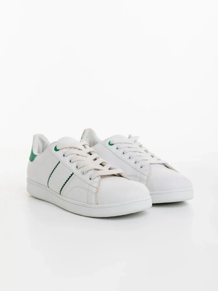 Мъжки спортни обувки бели със зелено от екологична кожа Jelka