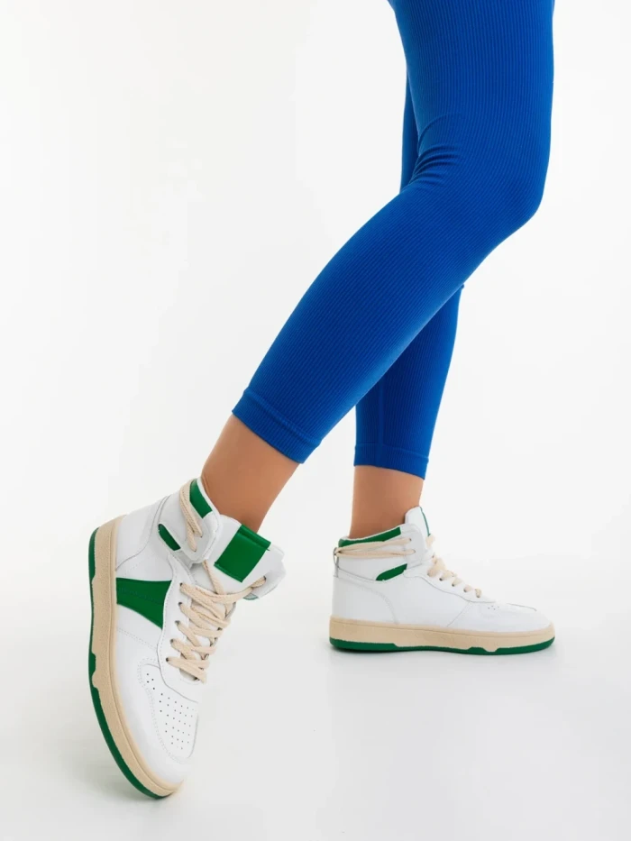 Дамски спортни обувки зелени от екологична кожа Jocelin