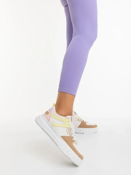 Дамски спортни обувки кафяви от екологична кожа  Sabetta