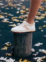 Дамски спортни обувки тъмно бежови от екологична кожа Petty