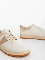 Дамски спортни обувки тъмно бежови от екологична кожа Petty