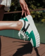 Дамски спортни обувки зелени от екологична кожа  Sabetta