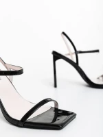 Дамски сандали черни от екологична кожа  Soleva