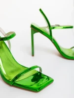 Дамски сандали зелени от екологична кожа  Soleva