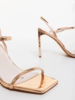 Дамски сандали цвят шампанско от екологична кожа  Soleva