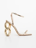 Дамски сандали златисти от лачена екологична кожа Valeta